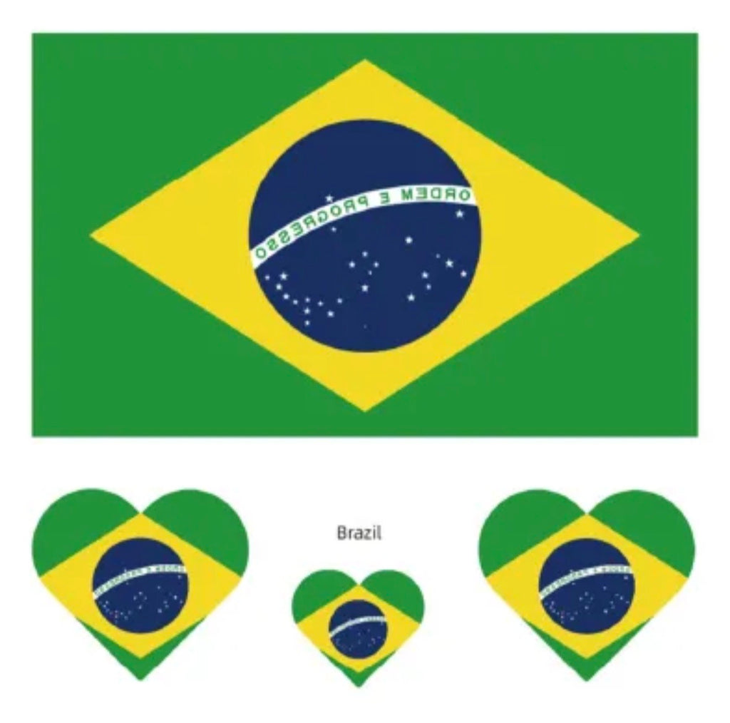 Flaggen Tattoos Set ❤️- 14 Länder (4er Packs inkl. Herztattoos) - Perfekt für die WM 2026