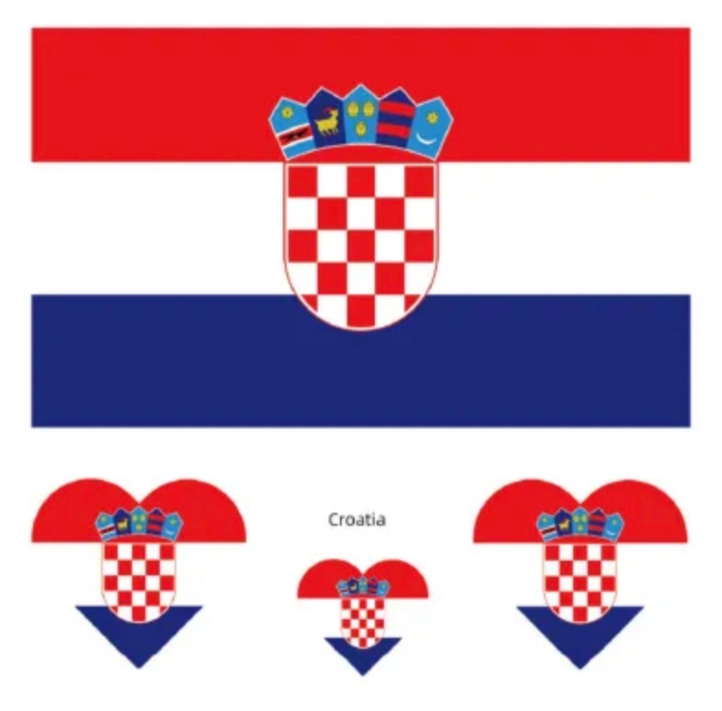 Flaggen Tattoos Set ❤️- 14 Länder (4er Packs inkl. Herztattoos) - Perfekt für die WM 2026