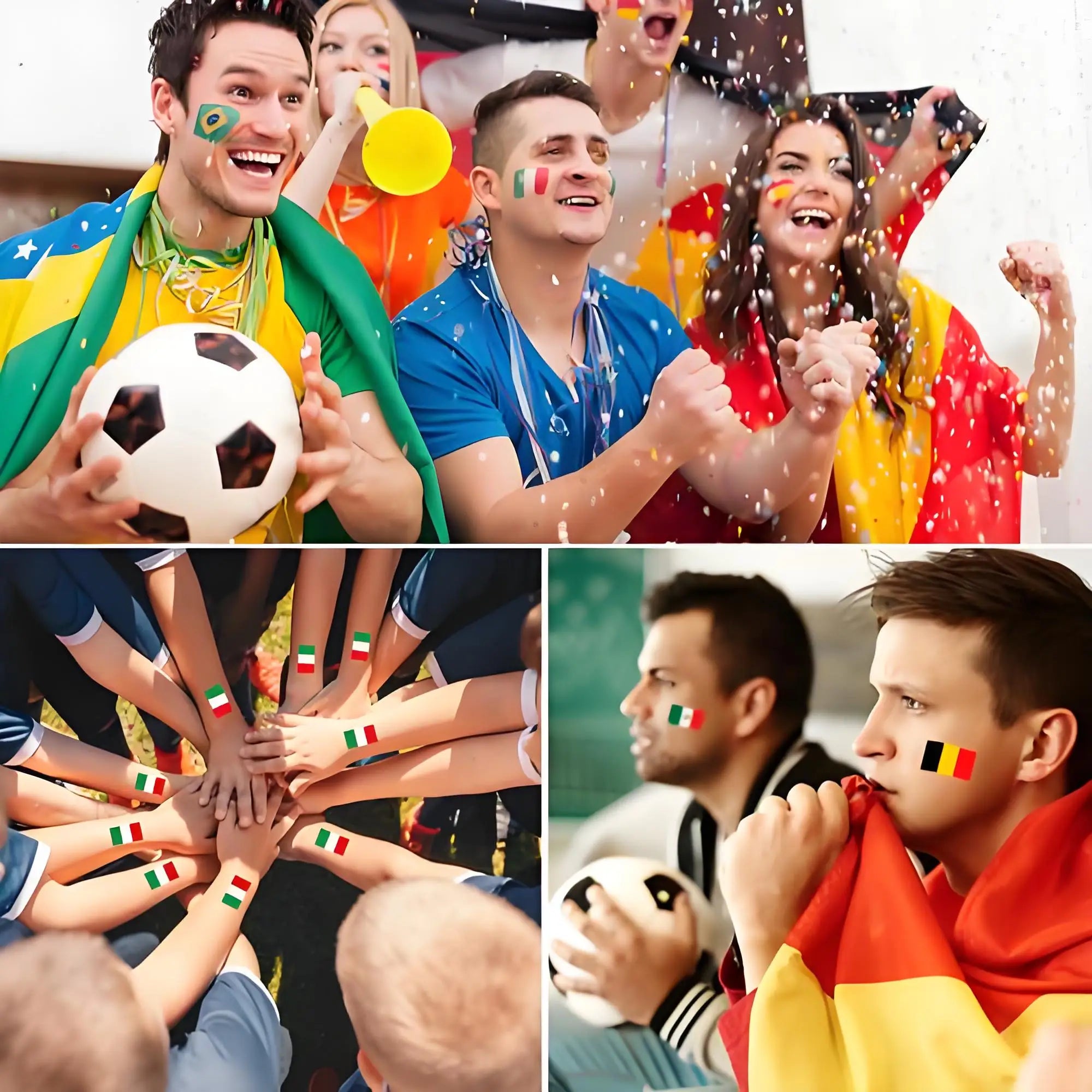 Flaggen Tattoos Set ❤️- 14 Länder (4er Packs inkl. Herztattoos) - Perfekt für die WM 2026